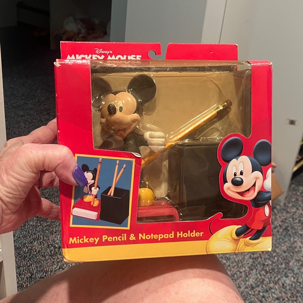 Vintage Disney Mickey Mouse Red and Black Desk Organizer. Brand new in the box.